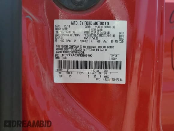 ✅ 2015 Ford F-250 XLT • VIN: 1FT7X2A6XFEB86490 • Lot: 59907905. Listed on Copart with 353,692 mi. Free auction sales archive from the USA and detailed vehicle history report at DreamBid. Image 12.