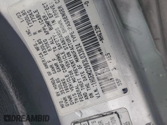 ✅ 2003 Honda Civic EX • VIN: 1HGEM22993L033634 • Lot: 71014825. Wystawiony na Copart z przebiegiem 235 587 mil. Bezpłatny archiwum sprzedaży aukcyjnych z USA i szczegółowy raport historii pojazdu na DreamBid. Zdjęcie 12.