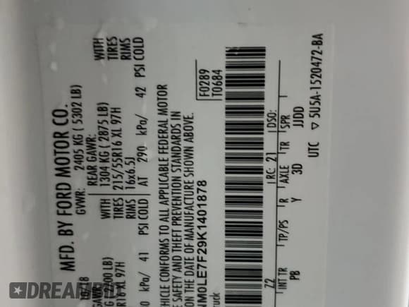 ✅ 2019 Ford Transit Connect XLT • VIN: NM0LE7F29K1401878 • Лот: 61013755. Опубликован ранее на Copart с пробегом 84 257 миль. Бесплатный доступ к архиву аукционных продаж из США и подробный отчёт об истории автомобиля на DreamBid. Изображение 13.