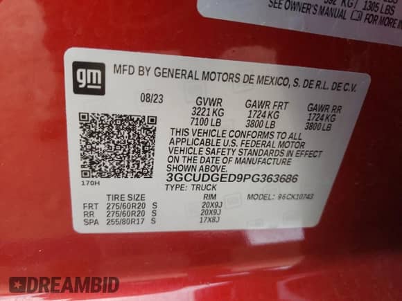 2023 Chevrolet Silverado 1500 LTZ z VIN 3GCUDGED9PG363686, wystawiony jako Copart lot #85137405 z przebiegiem 27 149 mil mil oraz Szkoda całkowita • Salvage title. Historia ofert i sprzedaży dostępna na DreamBid. Obrazek 13.