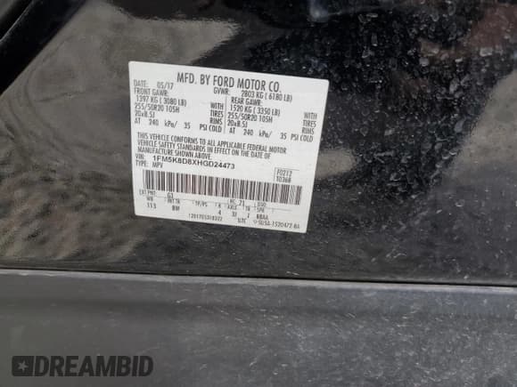 ✅ 2017 Ford Explorer XLT • VIN: 1FM5K8D8XHGD24473 • Lot: 53803405. Listed on Copart with Not provided. Free auction sales archive from the USA and detailed vehicle history report at DreamBid. Image 12.