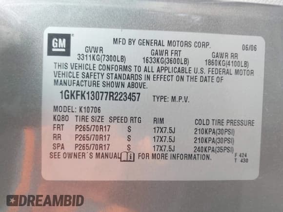 ✅ 2007 GMC Yukon SLT • VIN: 1GKFK13077R223457 • Lot: 43755761. Wystawiony na IAAI z przebiegiem Nie podano. Bezpłatny archiwum sprzedaży aukcyjnych z USA i szczegółowy raport historii pojazdu na DreamBid. Zdjęcie 9.