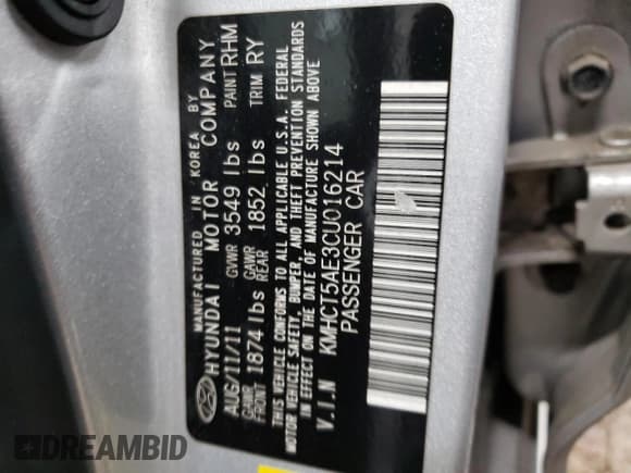 ✅ 2012 Hyundai Accent GS • VIN: KMHCT5AE3CU016214 • Lot: 49650345. Listed on Copart with 104,217 mi. Free auction sales archive from the USA and detailed vehicle history report at DreamBid. Image 12.