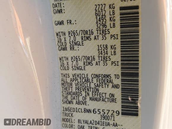 ✅ 2022 Nissan Frontier S • VIN: 1N6ED1CL8NN655729 • Lot: 87247735. Listed on Copart with 70,136 mi. Free auction sales archive from the USA and detailed vehicle history report at DreamBid. Image 12.