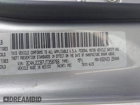 ✅ 2018 Jeep Compass Limited • VIN: 3C4NJCCB7JT358766 • Lot: 43005105. Listed on IAAI with 110,420 mi. Free auction sales archive from the USA and detailed vehicle history report at DreamBid. Image 9.