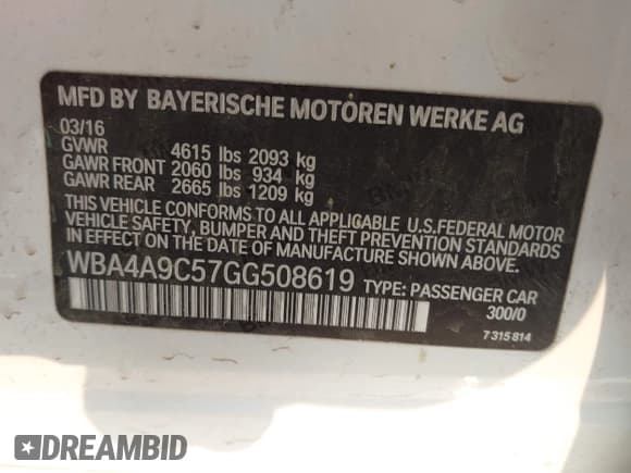 ✅ 2016 BMW 4 Series 428i • VIN: WBA4A9C57GG508619 • Лот: 40284412. Опубликован ранее на IAAI с пробегом 58 504 миль. Бесплатный доступ к архиву аукционных продаж из США и подробный отчёт об истории автомобиля на DreamBid. Изображение 9.