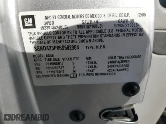 ✅ 2006 Chevrolet HHR LT • VIN: 3GNDA23P06S582984 • Lot: 88687105. Listed on Copart with 112,575 mi. Free auction sales archive from the USA and detailed vehicle history report at DreamBid. Image 12.