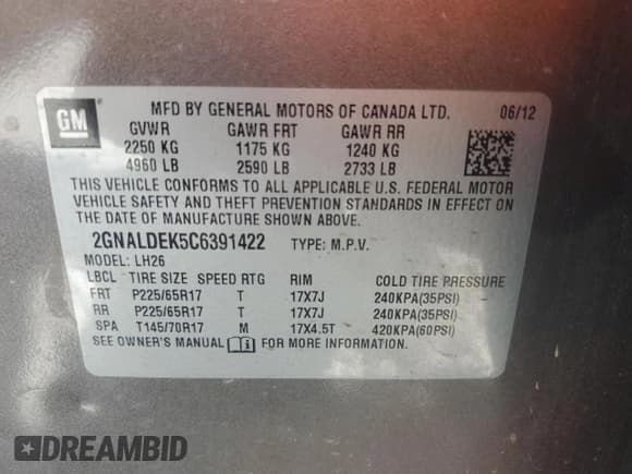 ✅ 2012 Chevrolet Equinox 1LT • VIN: 2GNALDEK5C6391422 • Лот: 70243844. Опубликован ранее на Copart с пробегом 169 401 миль. Бесплатный доступ к архиву аукционных продаж из США и подробный отчёт об истории автомобиля на DreamBid. Изображение 15.