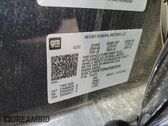 ✅ 2022 Chevrolet Silverado 1500 RST • VIN: 1GCUYEET2NZ183334 • Лот: 80352725. Опубликован ранее на Copart с пробегом 63 323 миль. Бесплатный доступ к архиву аукционных продаж из США и подробный отчёт об истории автомобиля на DreamBid. Изображение 12.