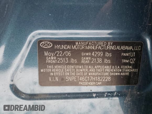 ✅ 2007 Hyundai Sonata GLS • VIN: 5NPET46C17H182228 • Лот: 76609194. Опубликован ранее на Copart с пробегом 127 441 миль. Бесплатный доступ к архиву аукционных продаж из США и подробный отчёт об истории автомобиля на DreamBid. Изображение 12.