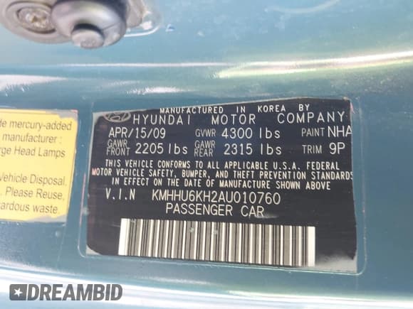 ✅ 2010 Hyundai Genesis Coupe Track • VIN: KMHHU6KH2AU010760 • Lot: 42688972. Wystawiony na IAAI z przebiegiem 112 055 mil. Bezpłatny archiwum sprzedaży aukcyjnych z USA i szczegółowy raport historii pojazdu na DreamBid. Zdjęcie 9.