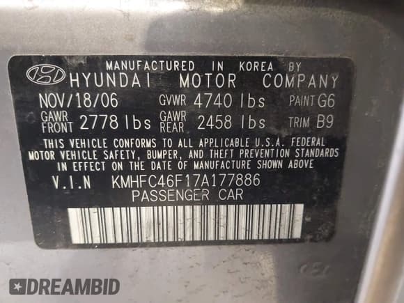 ✅ 2007 Hyundai Azera SE • VIN: KMHFC46F17A177886 • Lot: 42884352. Listed on IAAI with 255,812 mi. Free auction sales archive from the USA and detailed vehicle history report at DreamBid. Image 9.