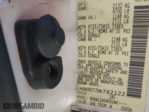 ✅ 2013 Nissan Frontier S • VIN: 1N6BD0CT7DN762122 • Lot: 41641463. Listed on IAAI with 175,402 mi. Free auction sales archive from the USA and detailed vehicle history report at DreamBid. Image 9.