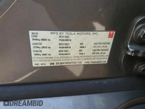 ✅ 2015 Tesla Model S 85D • VIN: 5YJSA1H25FF087146 • Lot: 52639635. Wystawiony na Copart z przebiegiem 132 346 mil. Bezpłatny archiwum sprzedaży aukcyjnych z USA i szczegółowy raport historii pojazdu na DreamBid. Zdjęcie 16.