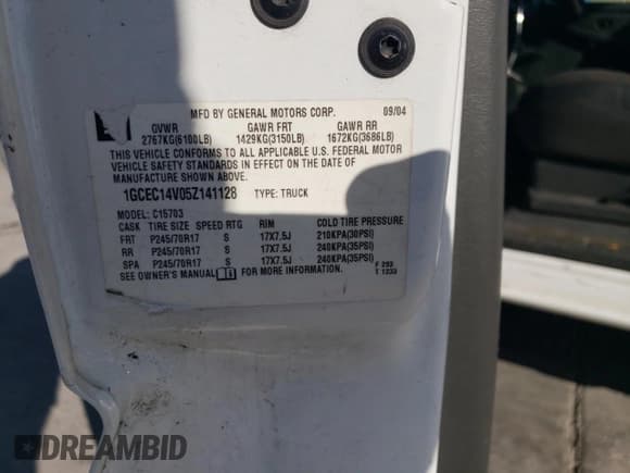 ✅ 2005 Chevrolet Silverado 1500 Work Truck • VIN: 1GCEC14V05Z141128 • Lot: 63836695. Listed on Copart with 181,453 mi. Free auction sales archive from the USA and detailed vehicle history report at DreamBid. Image 13.