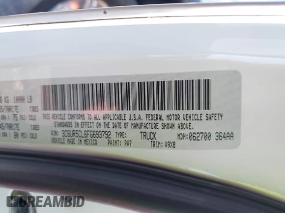 ✅ 2015 Ram 2500 Tradesman • VIN: 3C6UR5CL6FG693792 • Lot: 43232654. Wystawiony na IAAI z przebiegiem 147 002 mil. Bezpłatny archiwum sprzedaży aukcyjnych z USA i szczegółowy raport historii pojazdu na DreamBid. Zdjęcie 9.