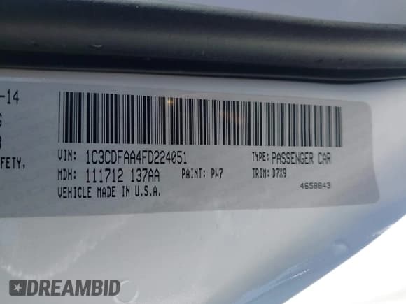 ✅ 2015 Dodge Dart SE • VIN: 1C3CDFAA4FD224051 • Лот: 43486256. Опубликован ранее на IAAI с пробегом 129 138 миль. Бесплатный доступ к архиву аукционных продаж из США и подробный отчёт об истории автомобиля на DreamBid. Изображение 9.