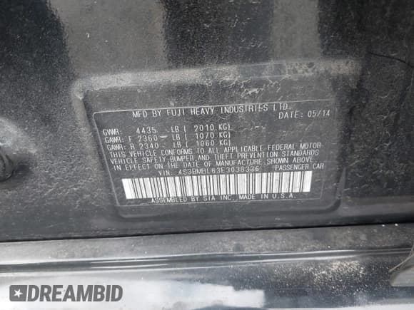 ✅ 2014 Subaru Legacy Limited • VIN: 4S3BMBL63E3038336 • Lot: 43672631. Wystawiony na IAAI z przebiegiem 86 818 mil. Bezpłatny archiwum sprzedaży aukcyjnych z USA i szczegółowy raport historii pojazdu na DreamBid. Zdjęcie 9.