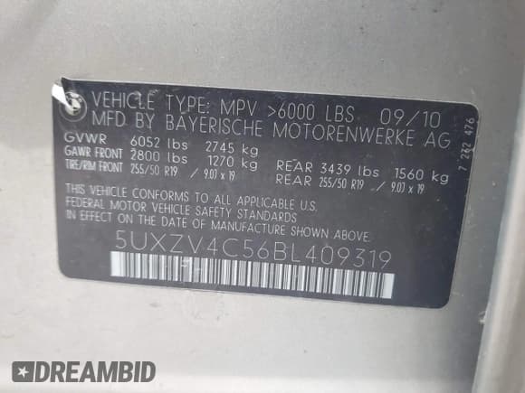 ✅ 2011 BMW X5 35i • VIN: 5UXZV4C56BL409319 • Lot: 43292202. Listed on IAAI with 166,683 mi. Free auction sales archive from the USA and detailed vehicle history report at DreamBid. Image 9.