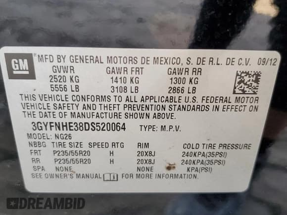 ✅ 2013 Cadillac SRX Performance Collection • VIN: 3GYFNHE38DS520064 • Lot: 85138735. Listed on Copart with 122,438 mi. Free auction sales archive from the USA and detailed vehicle history report at DreamBid. Image 13.