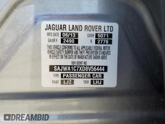 ✅ 2013 Jaguar XJ • VIN: SAJWA1C7XD8V56444 • Лот: 58355235. Опубликован ранее на Copart с пробегом 58 784 миль. Бесплатный доступ к архиву аукционных продаж из США и подробный отчёт об истории автомобиля на DreamBid. Изображение 12.