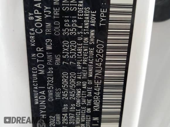 2022 Hyundai Palisade SEL с VIN KM8R44HE7NU452607, выставлен на аукционе Copart как лот 74613444 с пробегом 25 383 миль миль и Списание • Salvage title. История ставок и продаж доступна на DreamBid. Изображение 14.