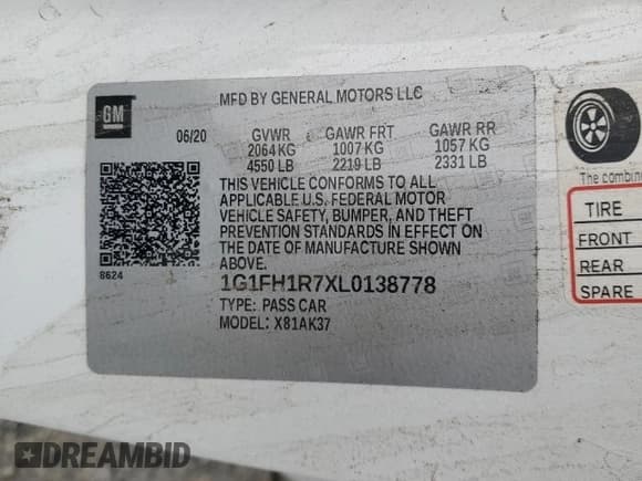 ✅ 2020 Chevrolet Camaro 2SS • VIN: 1G1FH1R7XL0138778 • Lot: 84055515. Listed on Copart with 41,746 mi. Free auction sales archive from the USA and detailed vehicle history report at DreamBid. Image 13.