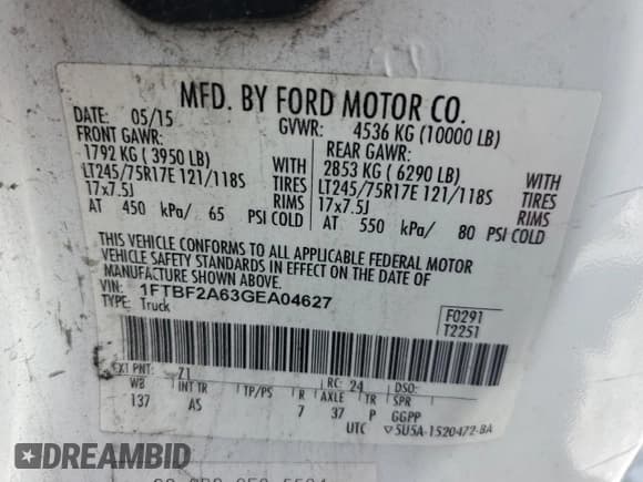 ✅ 2016 Ford F-250 XL • VIN: 1FTBF2A63GEA04627 • Lot: 81043395. Listed on Copart with 219,670 mi. Free auction sales archive from the USA and detailed vehicle history report at DreamBid. Image 13.