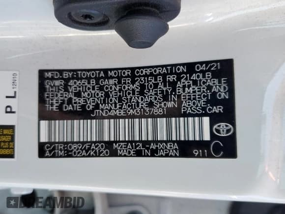 ✅ 2021 Toyota Corolla SE • VIN: JTND4MBE9M3137881 • Lot: 80651435. Wystawiony na Copart z przebiegiem 86 031 mil. Bezpłatny archiwum sprzedaży aukcyjnych z USA i szczegółowy raport historii pojazdu na DreamBid. Zdjęcie 13.