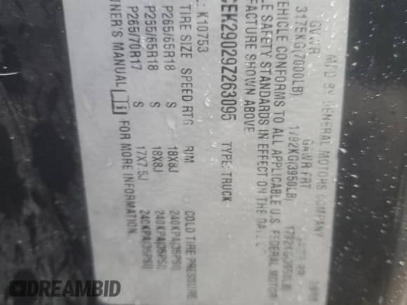 2009 Chevrolet Silverado 1500 LT z VIN 1GCEK29029Z263095, wystawiony jako Copart lot #90729075 z przebiegiem 188 787 mil mil oraz Szkoda całkowita • Salvage title. Historia ofert i sprzedaży dostępna na DreamBid. Obrazek 12.