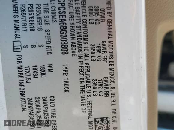 2011 Chevrolet Silverado 1500 LT with VIN 3GCPCSEA6BG308808, listed as a Copart auction lot 86218235 with 109,061 mi miles and Salvage title. Bid and sale history available at DreamBid. Image 12.