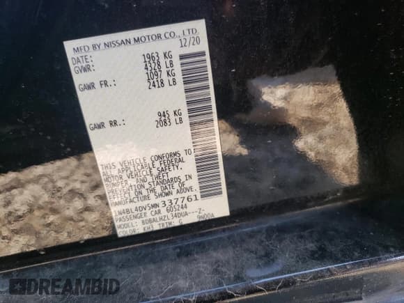 ✅ 2021 Nissan Altima SV • VIN: 1N4BL4DV5MN337761 • Lot: 71120535. Listed on Copart with 118,693 mi. Free auction sales archive from the USA and detailed vehicle history report at DreamBid. Image 12.