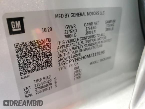 ✅ 2021 Chevrolet Silverado 1500 Custom • VIN: 1GCPYBEH0MZ119198 • Lot: 57798265. Wystawiony na Copart z przebiegiem 48 011 mil. Bezpłatny archiwum sprzedaży aukcyjnych z USA i szczegółowy raport historii pojazdu na DreamBid. Zdjęcie 12.