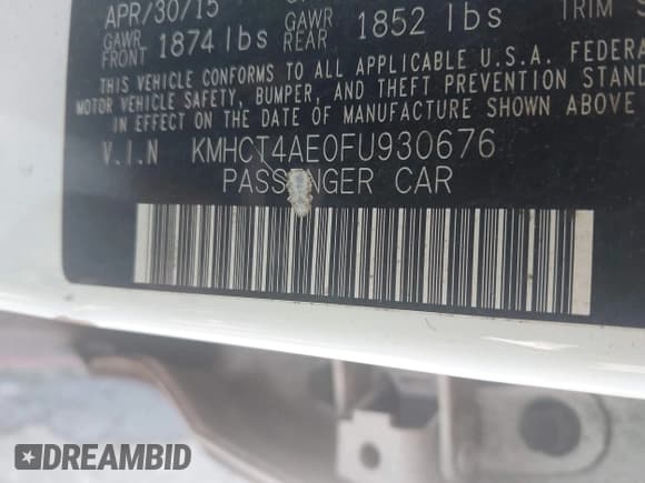 ✅ 2015 Hyundai Accent GLS • VIN: KMHCT4AE0FU930676 • Lot: 43604593. Wystawiony na IAAI z przebiegiem 160 921 mil. Bezpłatny archiwum sprzedaży aukcyjnych z USA i szczegółowy raport historii pojazdu na DreamBid. Zdjęcie 9.