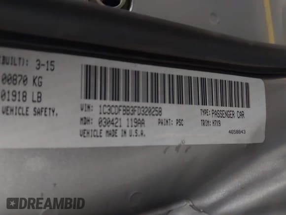 ✅ 2015 Dodge Dart SXT • VIN: 1C3CDFBB3FD320258 • Лот: 43421280. Опубликован ранее на IAAI с пробегом 131 838 миль. Бесплатный доступ к архиву аукционных продаж из США и подробный отчёт об истории автомобиля на DreamBid. Изображение 9.