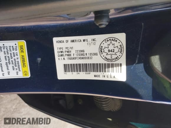 ✅ 2013 Acura TL • VIN: 19UUA9F24DA800832 • Lot: 43366403. Listed on IAAI with 128,033 mi. Free auction sales archive from the USA and detailed vehicle history report at DreamBid. Image 9.