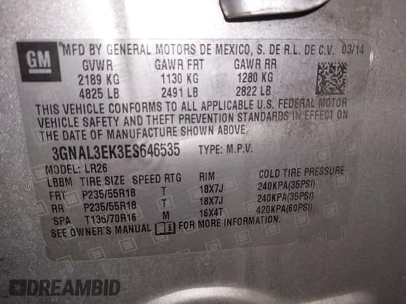 ✅ 2014 Chevrolet Captiva Sport LT • VIN: 3GNAL3EK3ES646535 • Lot: 42370698. Wystawiony na IAAI z przebiegiem 145 877 mil. Bezpłatny archiwum sprzedaży aukcyjnych z USA i szczegółowy raport historii pojazdu na DreamBid. Zdjęcie 9.