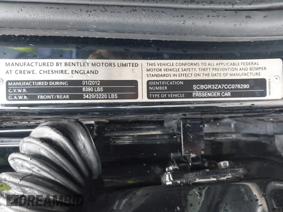 ✅ 2012 Bentley Continental GT • VIN: SCBGR3ZA7CC076290 • Lot: 42463913. Listed on IAAI with 75,834 mi. Free auction sales archive from the USA and detailed vehicle history report at DreamBid. Image 9.