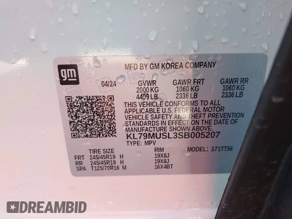 2025 Chevrolet TrailBlazer RS с VIN KL79MUSL3SB005207, выставлен на аукционе IAAI как лот 42678474 с пробегом 3 059 миль миль и . История ставок и продаж доступна на DreamBid. Изображение 9.