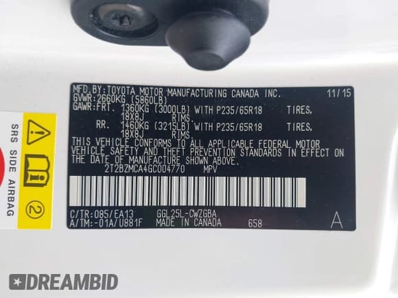 ✅ 2016 Lexus RX 350 • VIN: 2T2BZMCA4GC004770 • Lot: 42320148. Listed on IAAI with 77,054 mi. Free auction sales archive from the USA and detailed vehicle history report at DreamBid. Image 9.