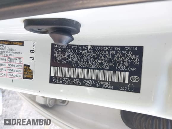 ✅ 2014 Toyota Prius Four • VIN: JTDKN3DU5E0369436 • Lot: 42152826. Wystawiony na IAAI z przebiegiem 189 159 mil. Bezpłatny archiwum sprzedaży aukcyjnych z USA i szczegółowy raport historii pojazdu na DreamBid. Zdjęcie 9.