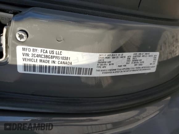 ✅ 2023 Chrysler Pacifica Touring L • VIN: 2C4RC3BG8PR510381 • Lot: 64766495. Wystawiony na Copart z przebiegiem 53 490 mil. Bezpłatny archiwum sprzedaży aukcyjnych z USA i szczegółowy raport historii pojazdu na DreamBid. Zdjęcie 13.