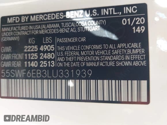 ✅ 2020 Mercedes-Benz C 43 AMG • VIN: 55SWF6EB3LU331939 • Lot: 42684811. Wystawiony na IAAI z przebiegiem 90 875 mil. Bezpłatny archiwum sprzedaży aukcyjnych z USA i szczegółowy raport historii pojazdu na DreamBid. Zdjęcie 9.