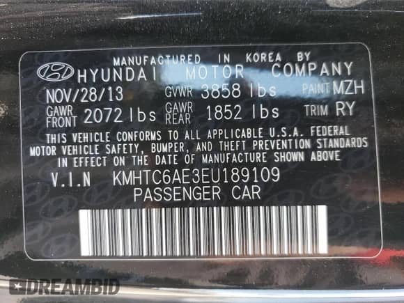 2014 Hyundai Veloster Turbo с VIN KMHTC6AE3EU189109, выставлен на аукционе Copart как лот 67153984 с пробегом 77 979 миль миль и Списание • Salvage title. История ставок и продаж доступна на DreamBid. Изображение 12.