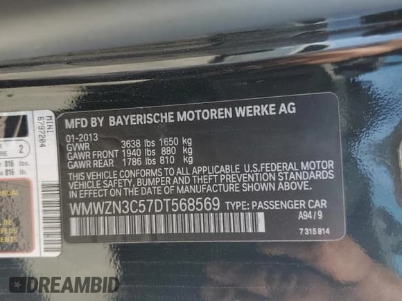 ✅ 2013 MINI Convertible • VIN: WMWZN3C57DT568569 • Lot: 84458105. Listed on Copart with 97,636 mi. Free auction sales archive from the USA and detailed vehicle history report at DreamBid. Image 12.