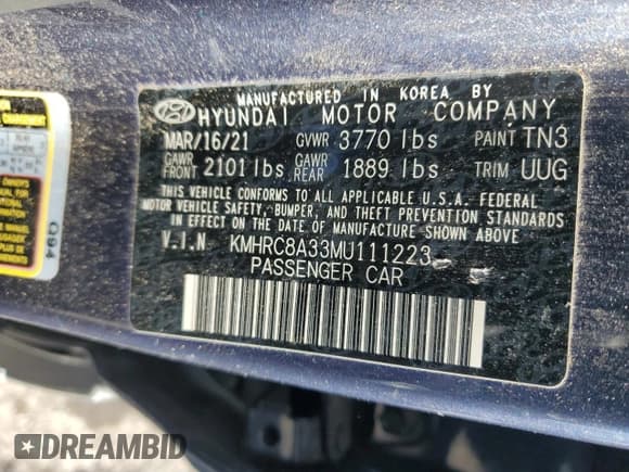 ✅ 2021 Hyundai Venue SEL • VIN: KMHRC8A33MU111223 • Lot: 41993435. Listed on Copart with 7,534 mi. Free auction sales archive from the USA and detailed vehicle history report at DreamBid. Image 13.