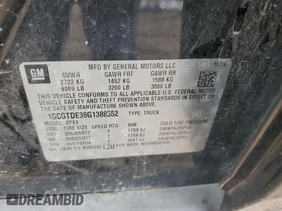 ✅ 2016 Chevrolet Colorado 4WD Z71 • VIN: 1GCGTDE38G1388552 • Лот: 45889164. Опубликован ранее на Copart с пробегом 181 622 миль. Бесплатный доступ к архиву аукционных продаж из США и подробный отчёт об истории автомобиля на DreamBid. Изображение 12.