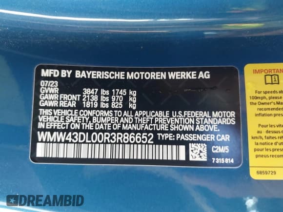 ✅ 2024 MINI Convertible Cooper S • VIN: WMW43DL00R3R86652 • Лот: 41991333. Опубликован ранее на IAAI с пробегом 7 417 миль. Бесплатный доступ к архиву аукционных продаж из США и подробный отчёт об истории автомобиля на DreamBid. Изображение 9.