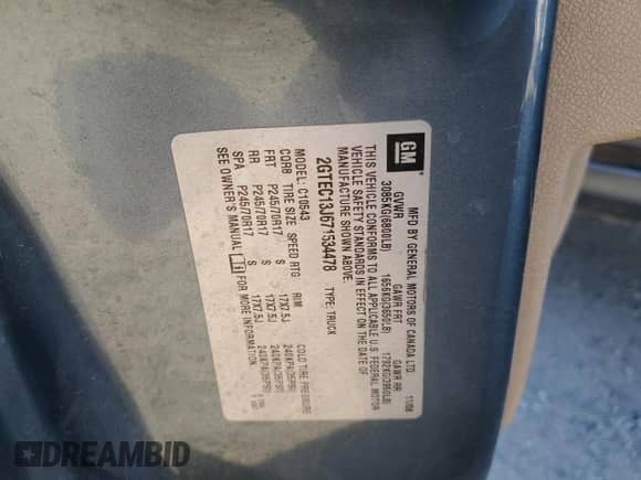 2007 GMC Sierra 1500 SLT with VIN 2GTEC13J671534478, listed as a Copart auction lot 87047235 with 233,555 mi miles and Clean title. Bid and sale history available at DreamBid. Image 12.