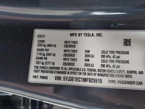 ✅ 2021 Tesla Model 3 Performance • VIN: 5YJ3E1EC1MF925515 • Lot: 41721548. Wystawiony na IAAI z przebiegiem 36 478 mil. Bezpłatny archiwum sprzedaży aukcyjnych z USA i szczegółowy raport historii pojazdu na DreamBid. Zdjęcie 9.